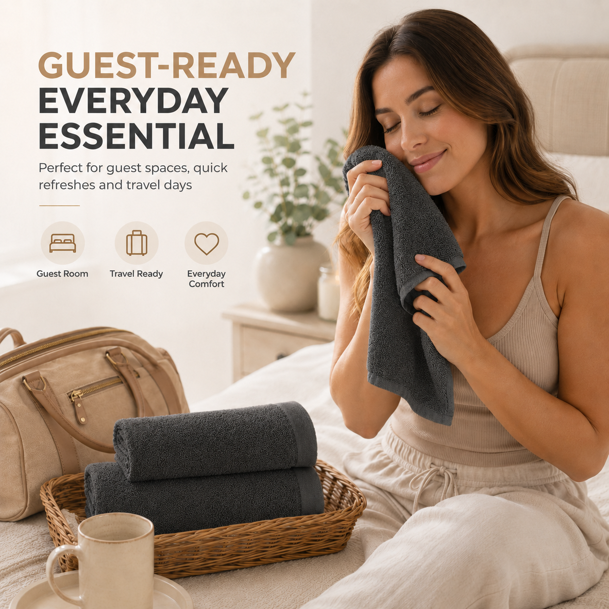 Ameri-Homes Washcloths Pack of 10, 100% Ring Spun Cotton Drak Gray