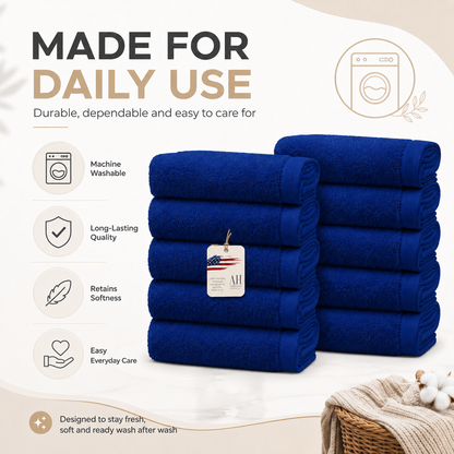 100% Cotton Washcloth Navy Blue Pack of 10
