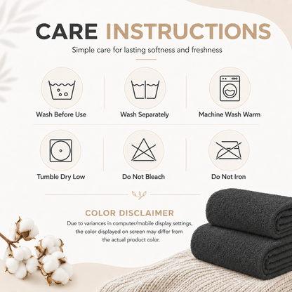 Ameri-Homes Washcloths Pack of 10, 100% Ring Spun Cotton Drak Gray