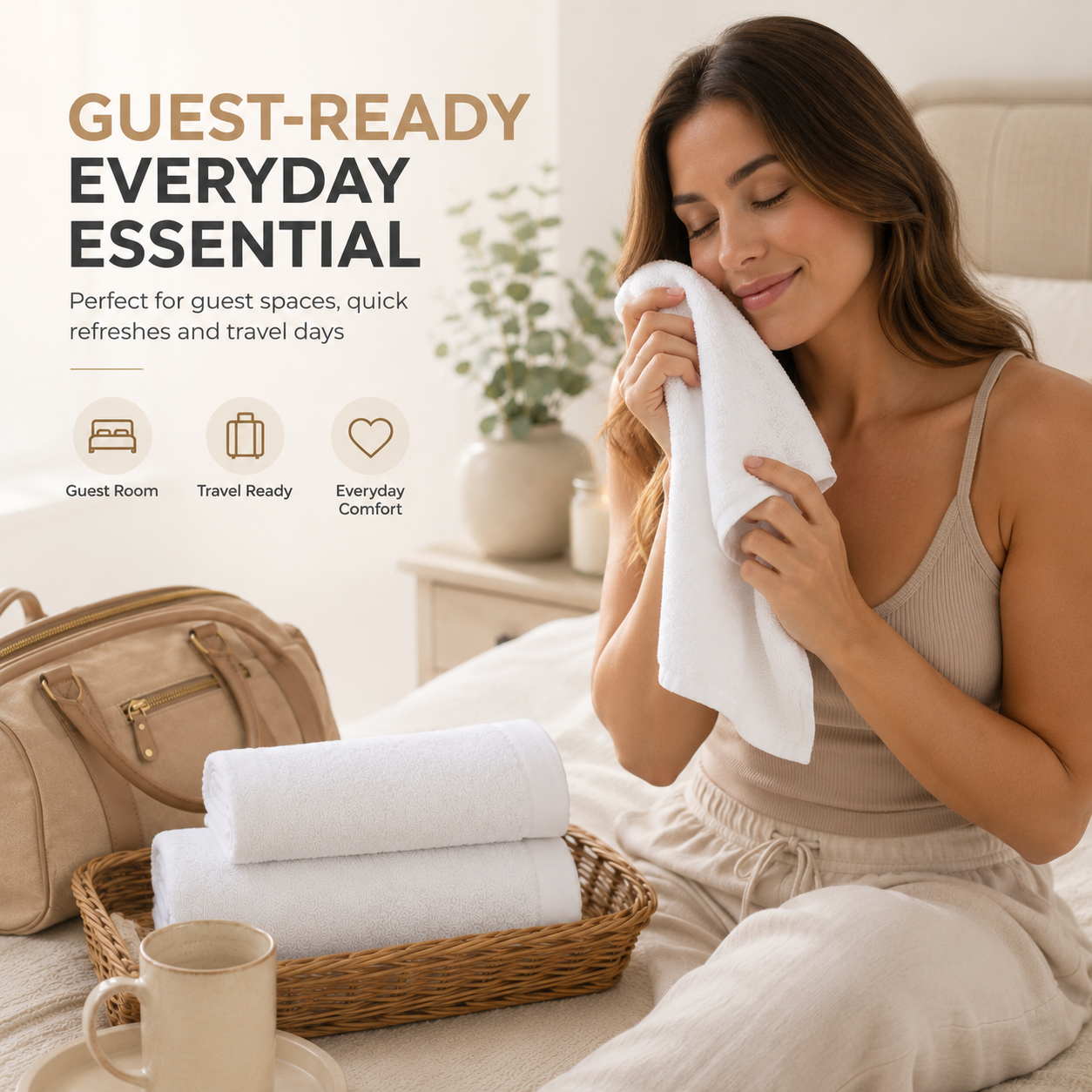 Ameri-Homes Washcloths Pack of 10, 100% Ring Spun Cotton White