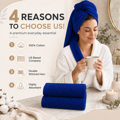 100% Cotton Washcloth Navy Blue Pack of 10