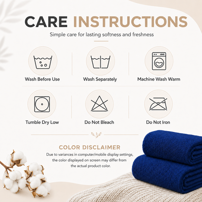 100% Cotton Washcloth Navy Blue Pack of 10