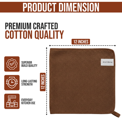 Ameri-Homes Microfiber Cleaning Cloths 12x12 Inch (Compact Size), Pack of 6