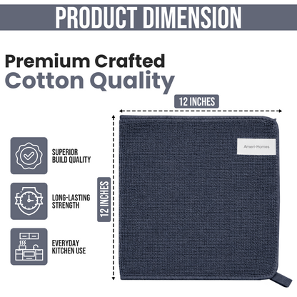 Ameri-Homes Microfiber Cleaning Cloths 12x12 Inch (Compact Size), Pack of 6 Gray