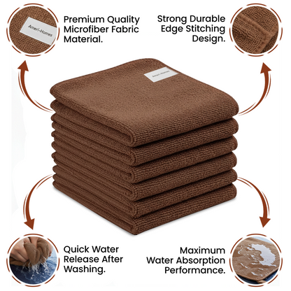 Ameri-Homes Microfiber Cleaning Cloths 12x12 Inch (Compact Size), Pack of 6