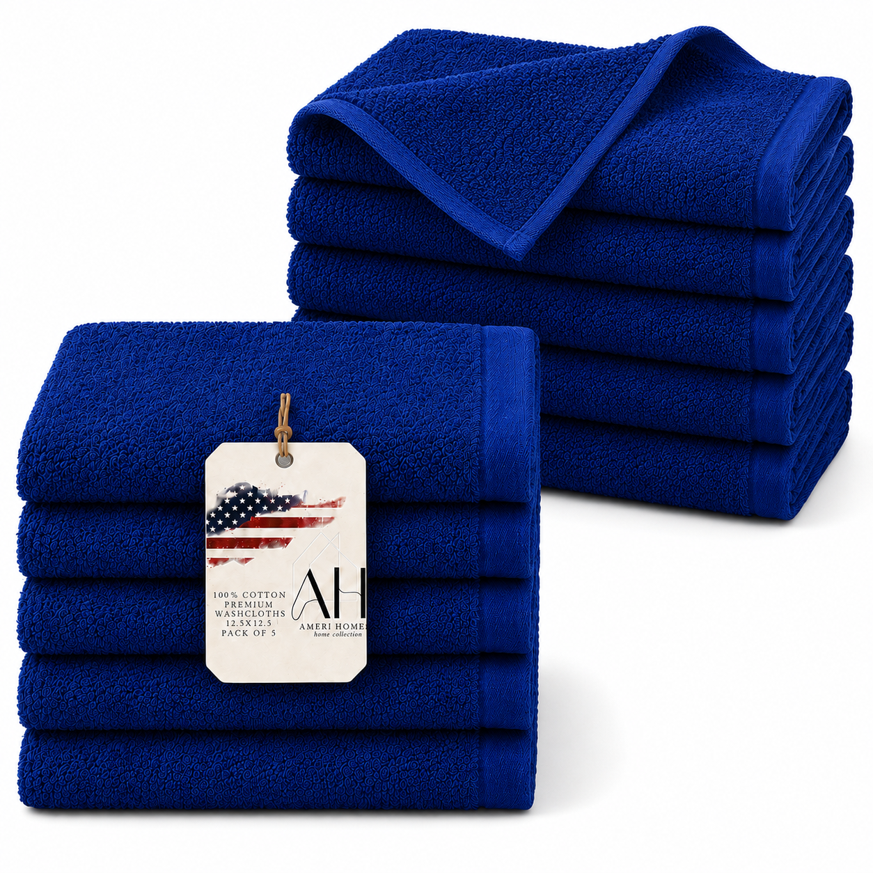 100% Cotton Washcloth Navy Blue Pack of 10