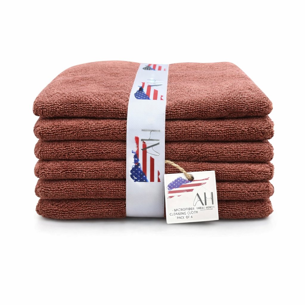 Ameri-Homes Microfiber Cleaning Cloths 12x12 Inch (Compact Size), Pack of 6