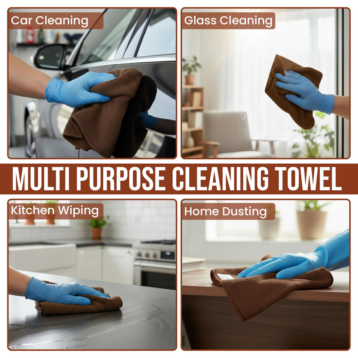 Ameri-Homes Microfiber Cleaning Cloths 12x12 Inch (Compact Size), Pack of 6