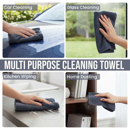 Ameri-Homes Microfiber Cleaning Cloths 12x12 Inch (Compact Size), Pack of 6 Gray
